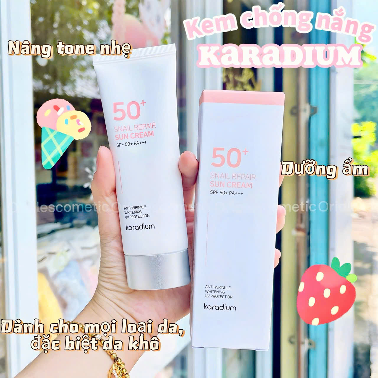 Kem chống nắng Karadium Snail Repair Sun Cream Spf50+ PA+++ 70ml - Hàn Quốc