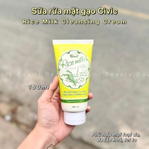 Sữa rửa mặt dạng kem có hạt tạo bọt sạch sâu sữa gạo Civic Rice Milk Cleansing Cream 180ml - Thái Lan