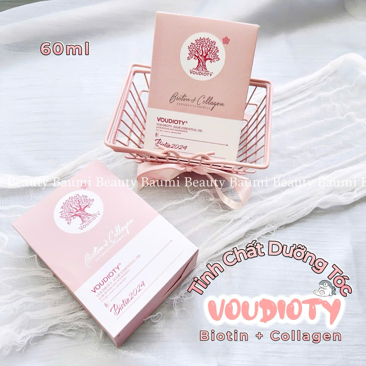 Tinh dầu dưỡng tóc bóng mượt, mềm mại, giảm khô xơ Biotin + Collage.n Voudioty Hair Essential Oil 60ml - Ý