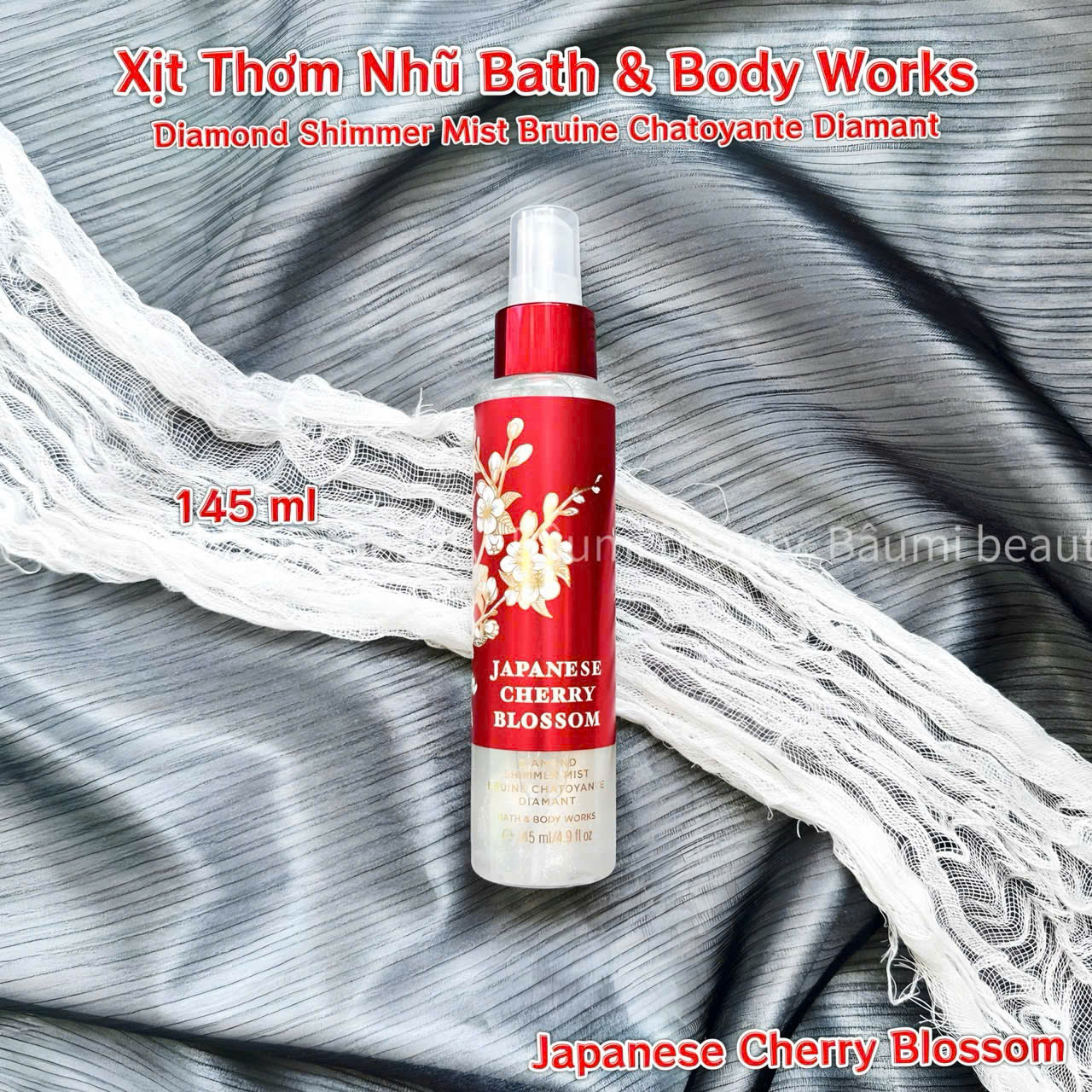 Xịt thơm ánh nhũ kim tuyến toàn thân Bath & Body Works Diamond Shimmer Mist Bruine Chatoyante Diamant 145ml - Mỹ