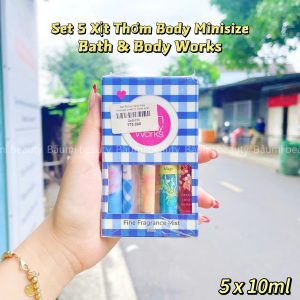 Set 5 chai nước hoa minisize chiết xịt thơm toàn thân Bath & Body Works Fine Fragrance Mist 10ml - Mỹ