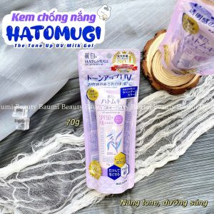 Kem Chống nắng Hatomugi The Tone Up UV Milky Gel SPF 50+/Pa++++ 70g - Nhật Bản