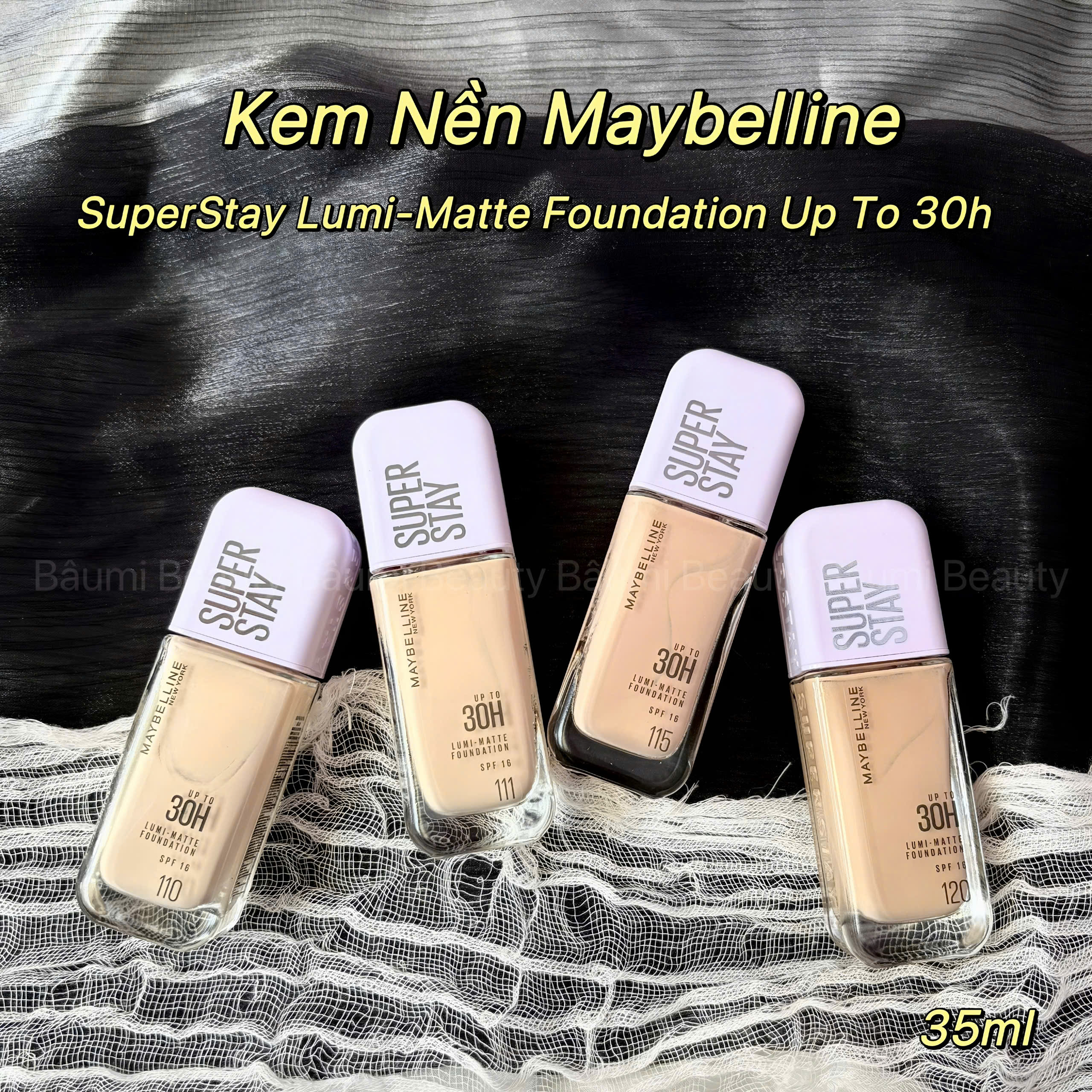 Kem nền bắt sáng che phủ cao Maybelline SuperStay 30H Lumi-Matte Foundation 30ml - Mỹ #110