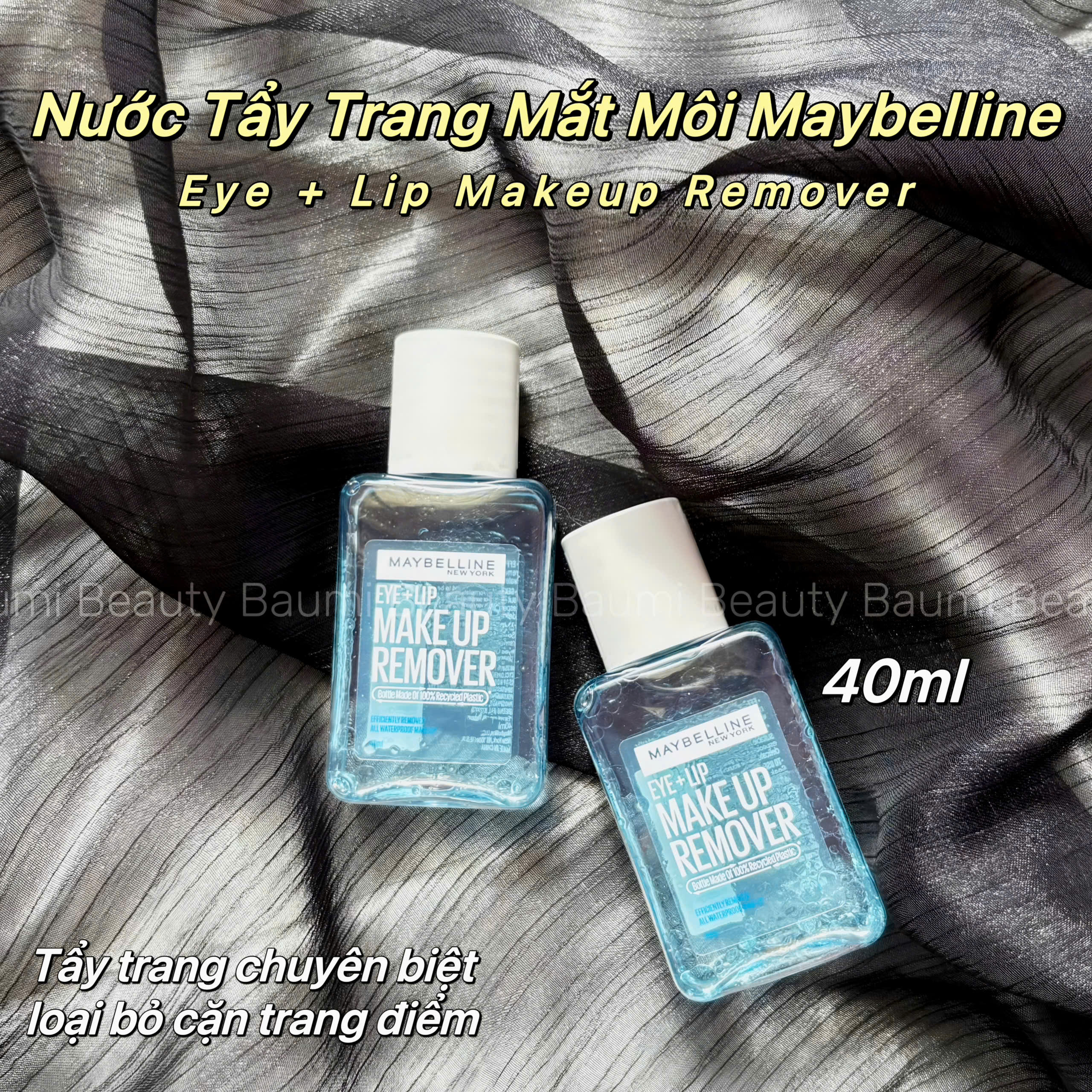 (Minisize ) Tẩy trang làm sạch sâu mọi lớp trang điểm cứng đầu cho mắt/ môi Maybelline New York Eye-Lip Makeup Remover 40ml - Mỹ