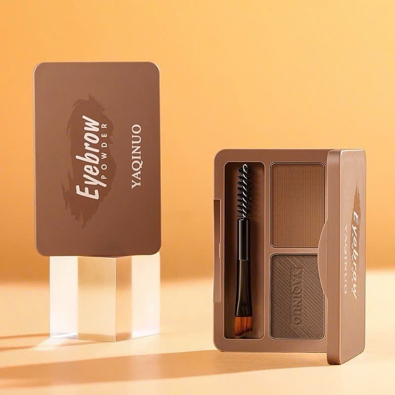 Bảng 2 ô phấn vẽ lông mày kèm cọ lên màu chuẩn, lâu trôi Eyebrow Powder Yaqinuo 5g - nội địa Trung