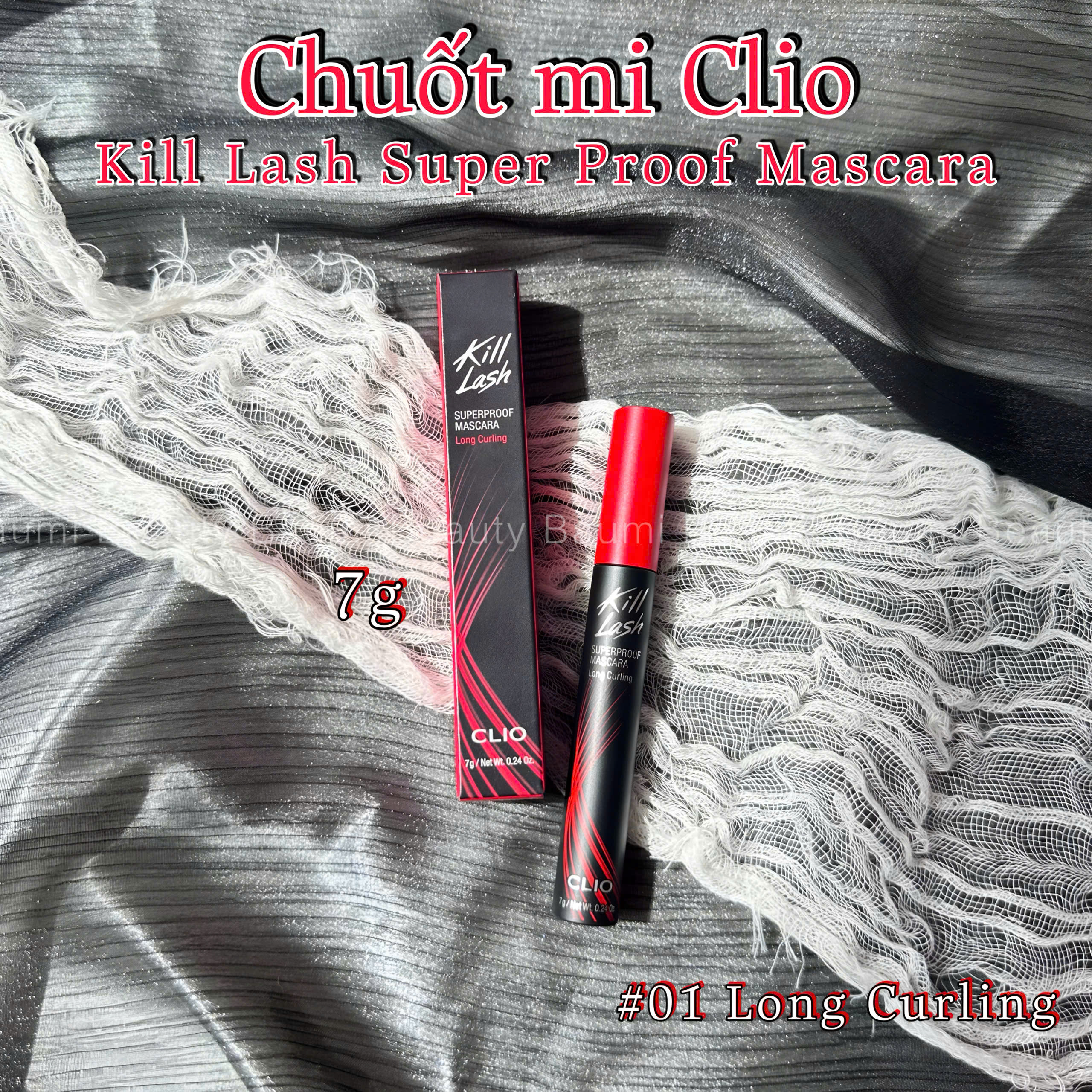 Mascara/ Chuốt mi Clio Kill Lash SuperProof 7g - Hàn Quốc #01 Long Curling