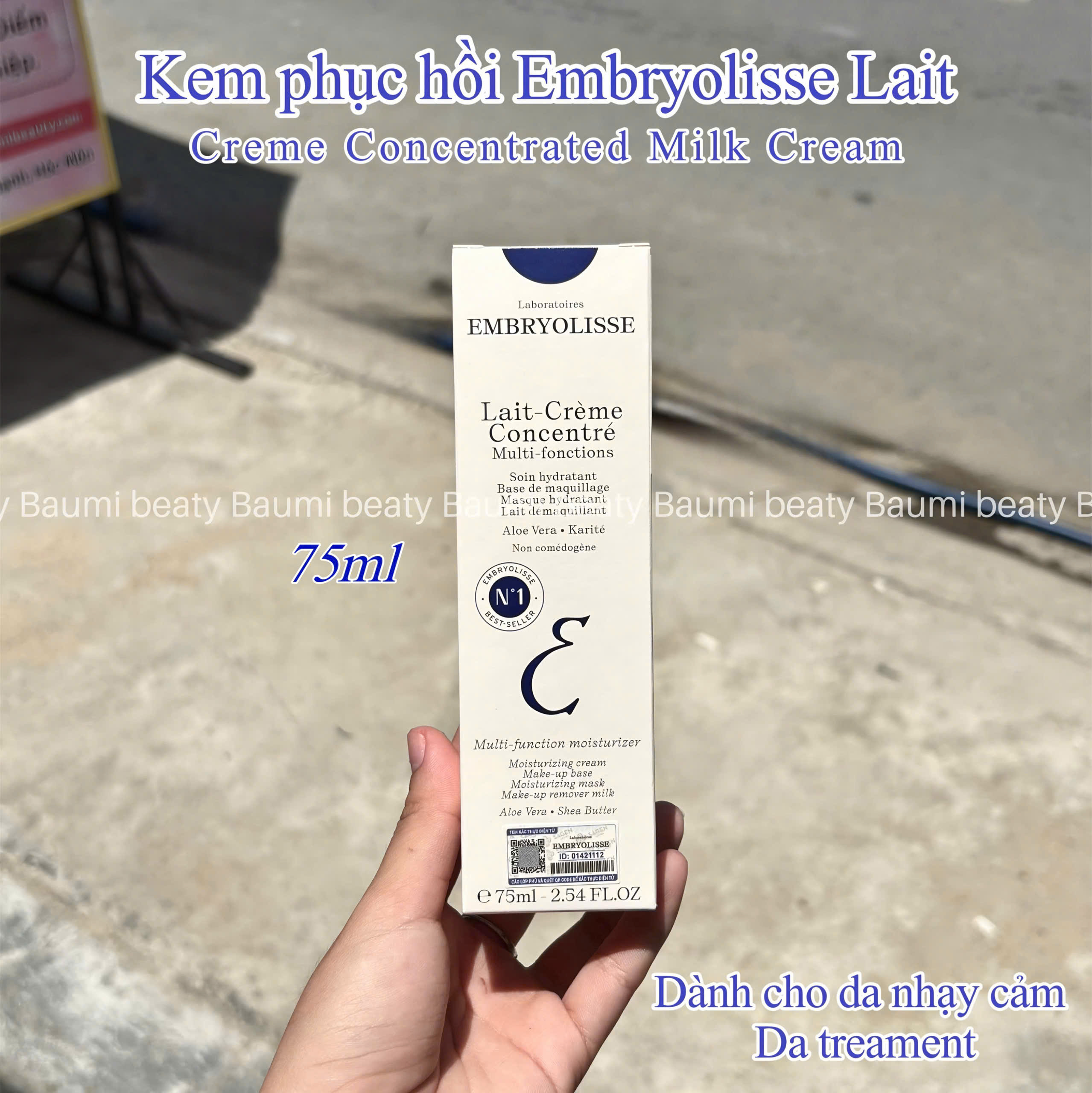 Kem duỡng ẩm siêu phục hồi dạng sữa Embryolisse Lait - Creme Concentrated Milk Cream 75ml - Pháp