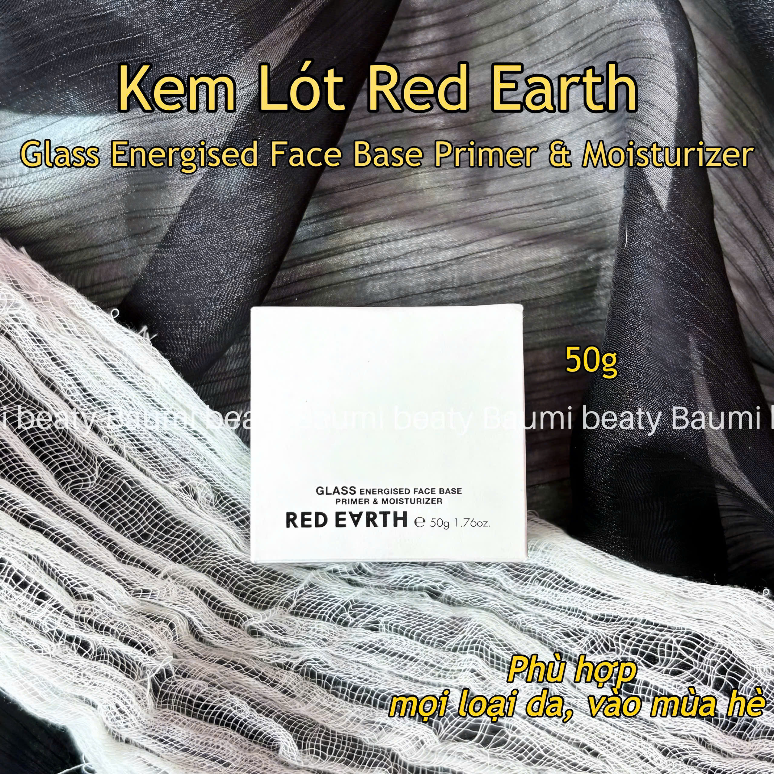 Kem Lót Red Earth Glass Energised Face Base Primer & Moisturizer 50g #hủ trắng