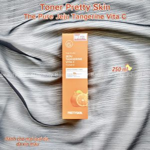 Toner/ Nước hoa hồng dưỡng trắng da, giảm nhăn, mờ thâm sạm, đều màu The Pure Jeju Tangerine Vita C Prettyskin 250ml - Hàn Quốc