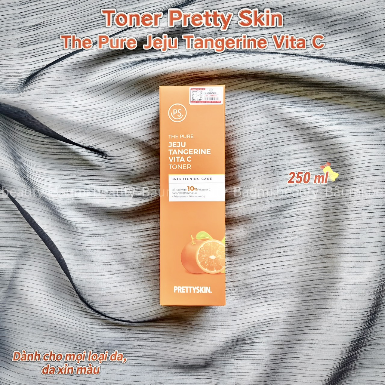 Toner/ Nước hoa hồng dưỡng trắng da, giảm nhăn, mờ thâm sạm, đều màu The Pure Jeju Tangerine Vita C Prettyskin 250ml - Hàn Quốc