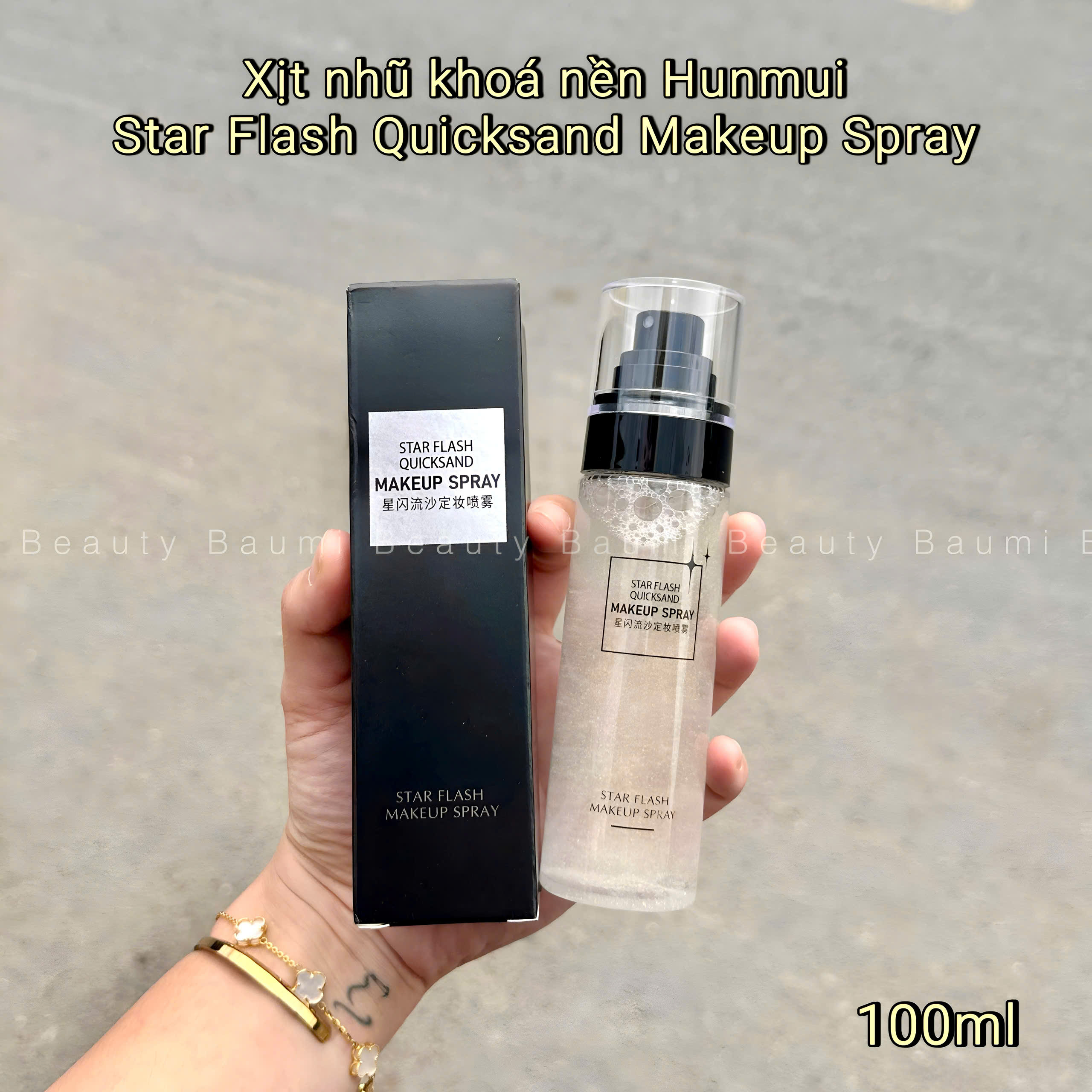 Xịt khoá nền/ giữ lớp makeup, trang điểm lâu trôi có ánh nhũ Hunmui Star Flash Makeup Spray 100ml