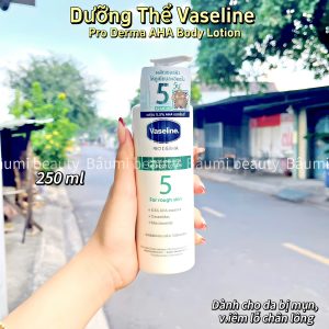 Sữa dưỡng thể dưỡng trắng, đều màu da, tan thâm nám Vaseline số 5 Pro Derma AHA Body Lotion 250ml - bản Thái