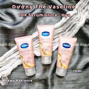 ( Minisize ) Sữa Dưỡng thể body 10X Vaseline Gluta - Hya Serum Burst Lotion Dewy Radiance 70ml - Thái Lan #hồng, dùng ban đêm, sáng da, khoá ẩm