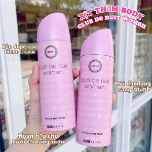 Xịt thơm body nữ mùi hương nước hoa sang trọng, quý phái Armaf Club de Nuit Woman 200ml - Ả rập