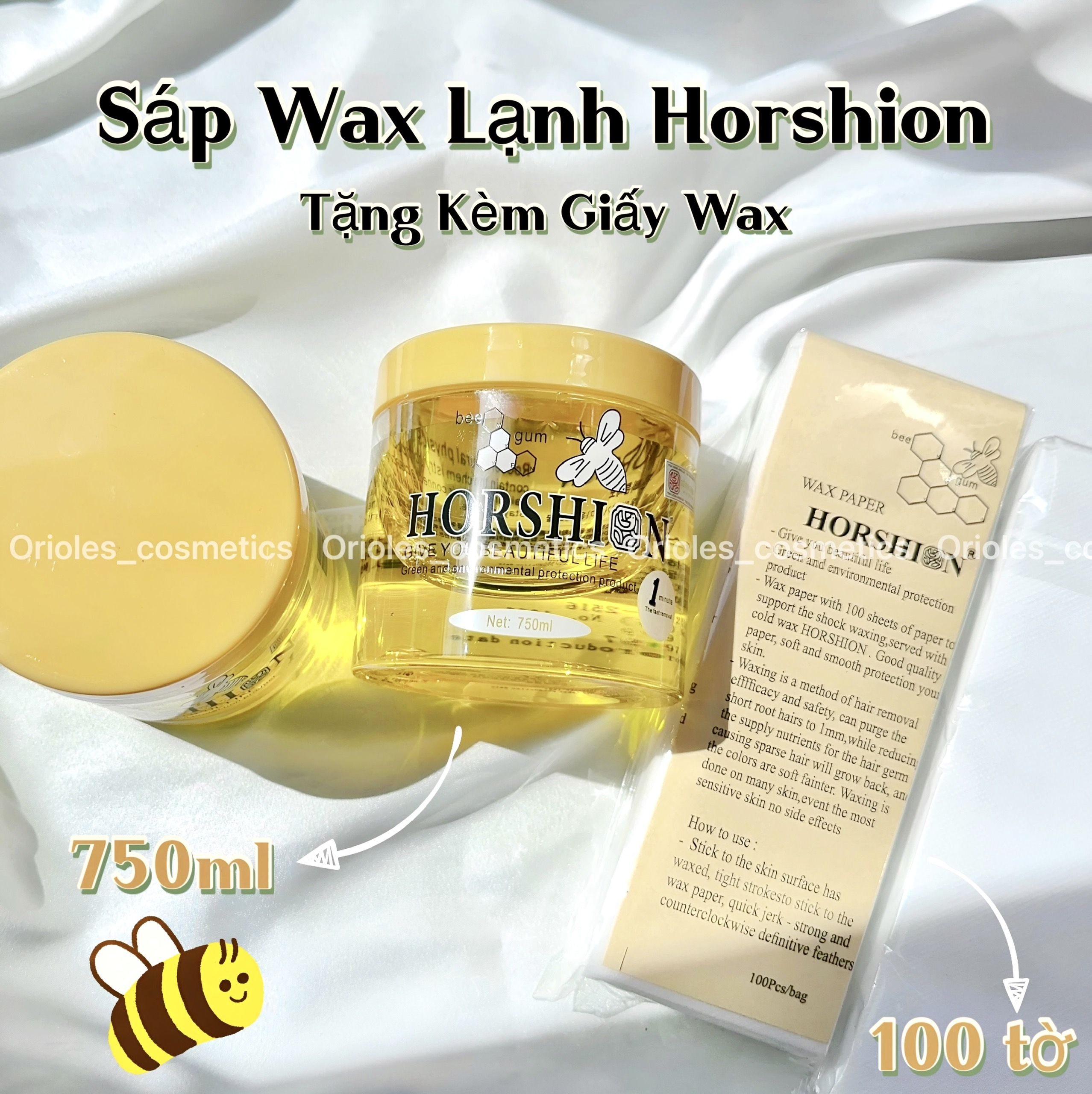 ( Tặng kèm 1 sấp giấy wax 100 tờ ) Sáp/Gel Wax lông lạnh Horshion 750ml - Hàn Quốc