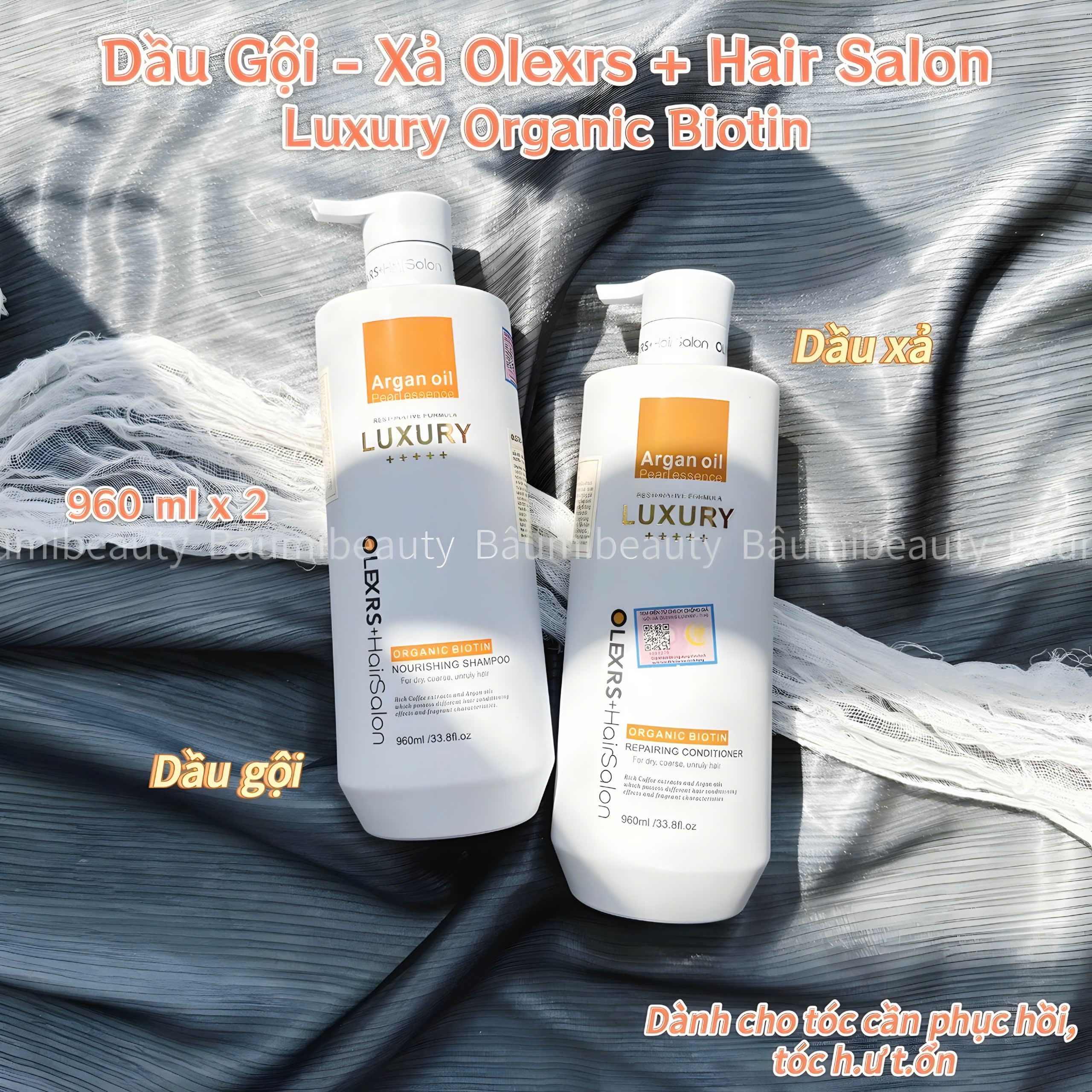 Dầu xả phục hồi tóc khô xơ rối, gãy rụng với hương thơm sang trọng Olexrs+ Hair Salon Luxury 960ml - Anh
