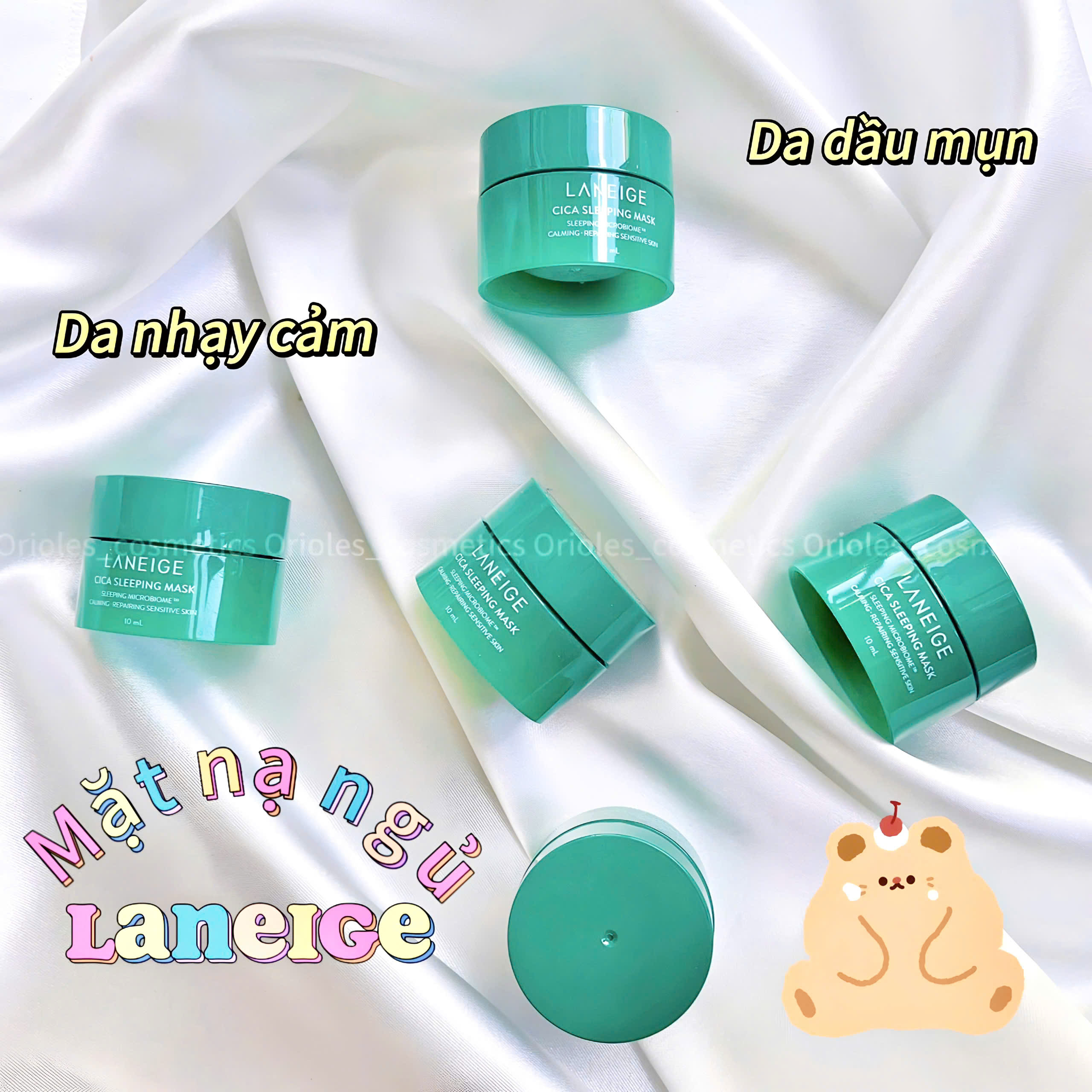 ( Minisize ) Mask/ Mặt nạ ngủ dưỡng da cấp ẩm, làm dịu, phục hồi da tổn thương, giảm kích ứng Laneige Cica Sleeping Mask 10ml - Hàn Quốc #xanh lá