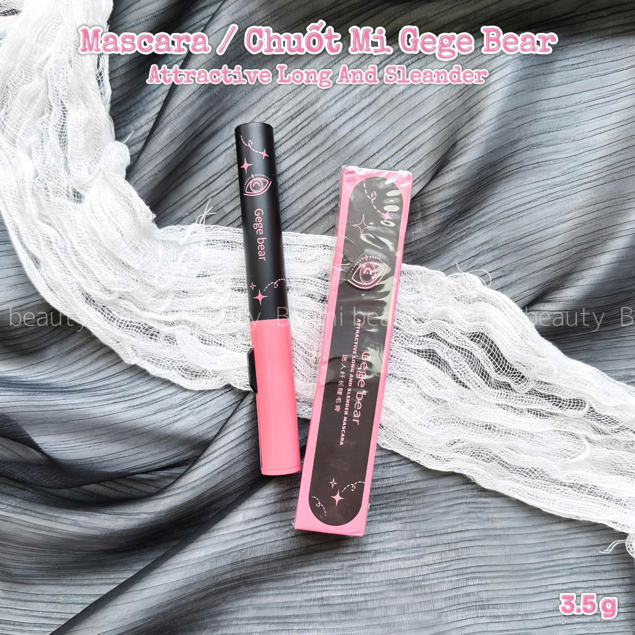 Mascara/ Chuốt mi siêu mịn làm dài cong mi không nhòe, mỏng nhẹ tự nhiên kèm lược Gege bear 3.5g - nội địa Trung 02# Nâu