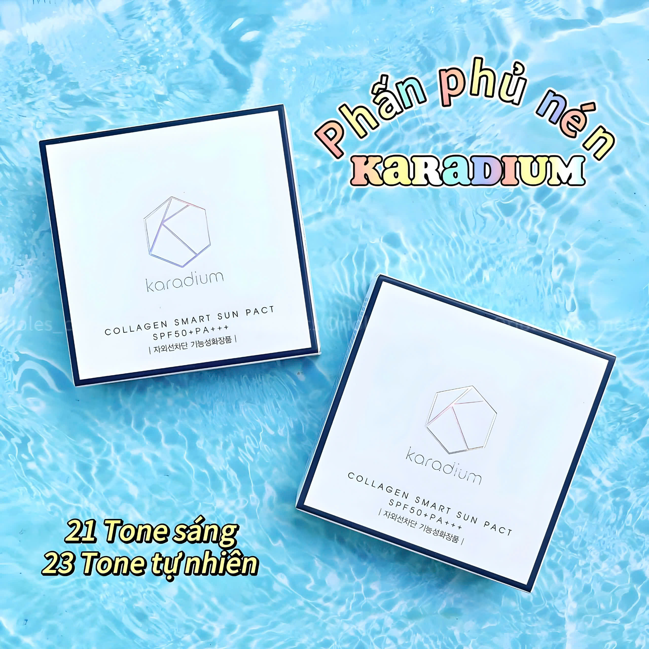 Phấn phủ kiềm dầu siêu mịn Karadium Colla.gen Smart Sun Pact Spf50+ Pa+++ 11g - Hàn Quốc #màu 21