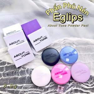 Phấn phủ nén mỏng nhẹ, trong suốt, nâng tone Eglips About Tone Powder Pact 9g - Hàn Quốc #màu xanh dương