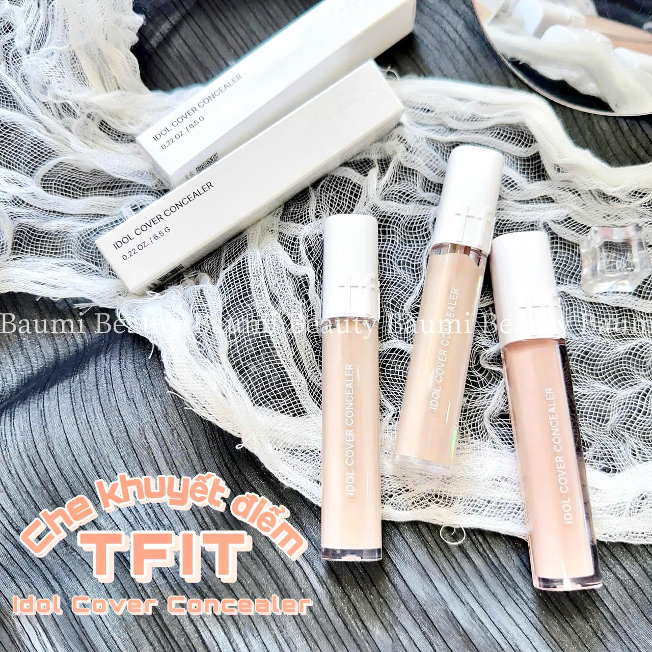 Kem che khuyết điểm mỏng nhẹ, che phủ hoàn toàn tự nhiên TFIT Idol Cover Concealer 6.5g - Hàn Quốc #P01 Petal Beige