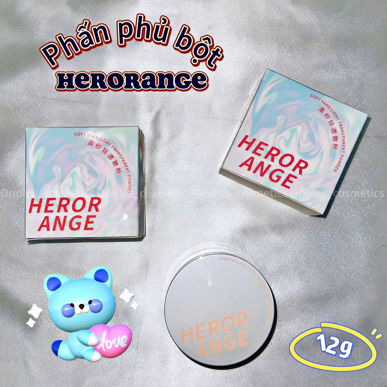 Phấn phủ bột Herorange makeup siêu mịn trong suốt lâu trôi 12g - nội địa Trung #02 : Tone da