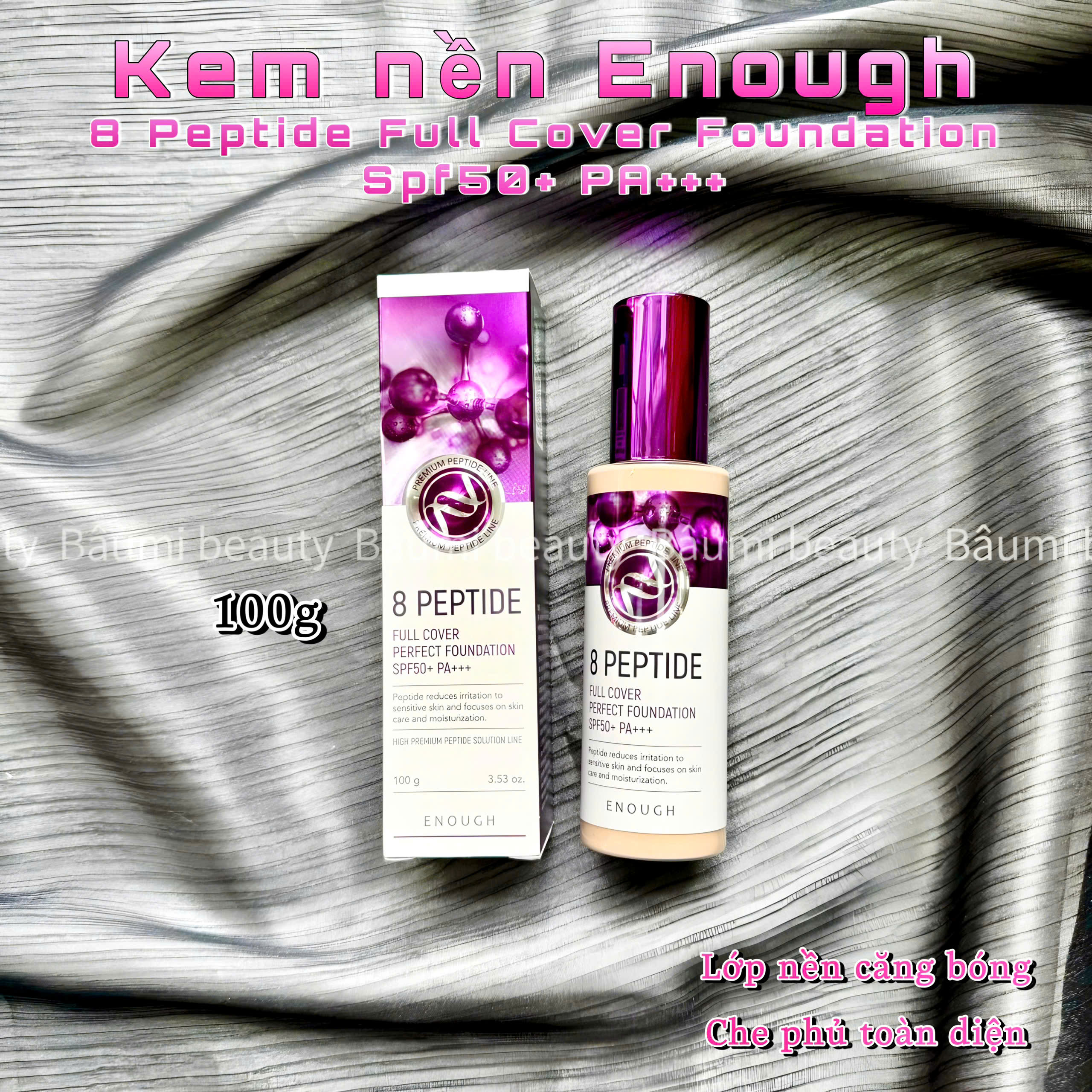Kem nền dưỡng ẩm, mỏng nhẹ Enough Premium Foundation 100ml - Hàn Quốc #tím 21: tone màu tự nhiên
