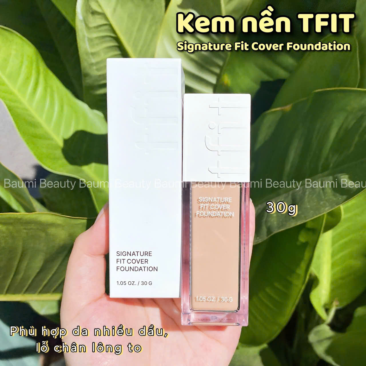 Kem nền kiềm dầu TFIT Signature Fit Cover Foundation 30g - Hàn Quốc #W01 Tone trắng sáng