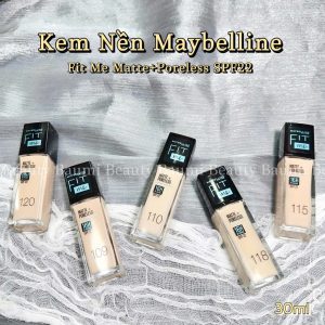 (Cty) Kem nền mịn da, siêu lì chống trôi , không bóng nhờn Maybelline New York Fit me Matte + Poreless 16h Oil Control SPF22 30ml - Mỹ #tone 115