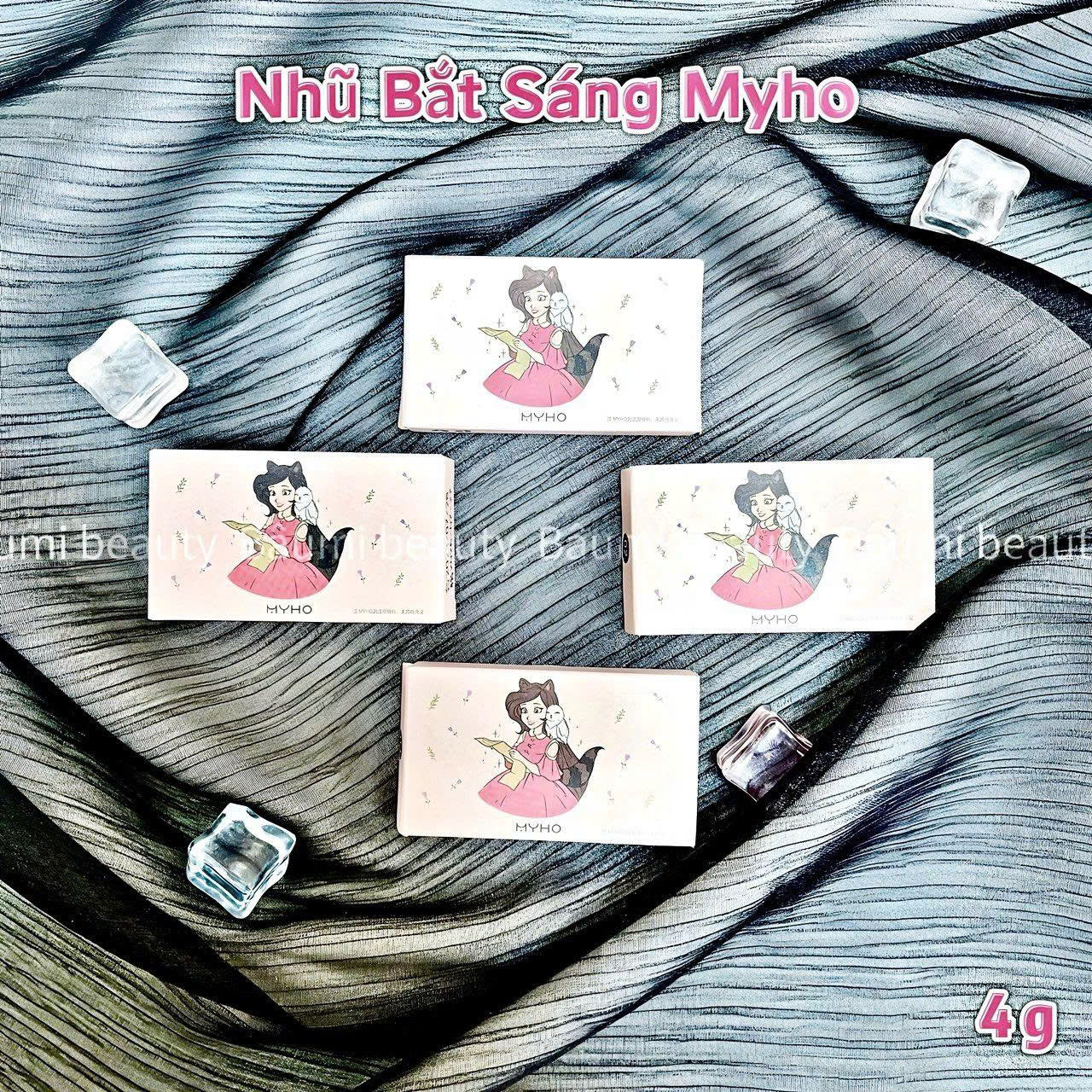 Nhũ bắt sáng hộp vuông tone màu xinh xắn đẹp lấp lánh Myho 4g - Nội địa Trung