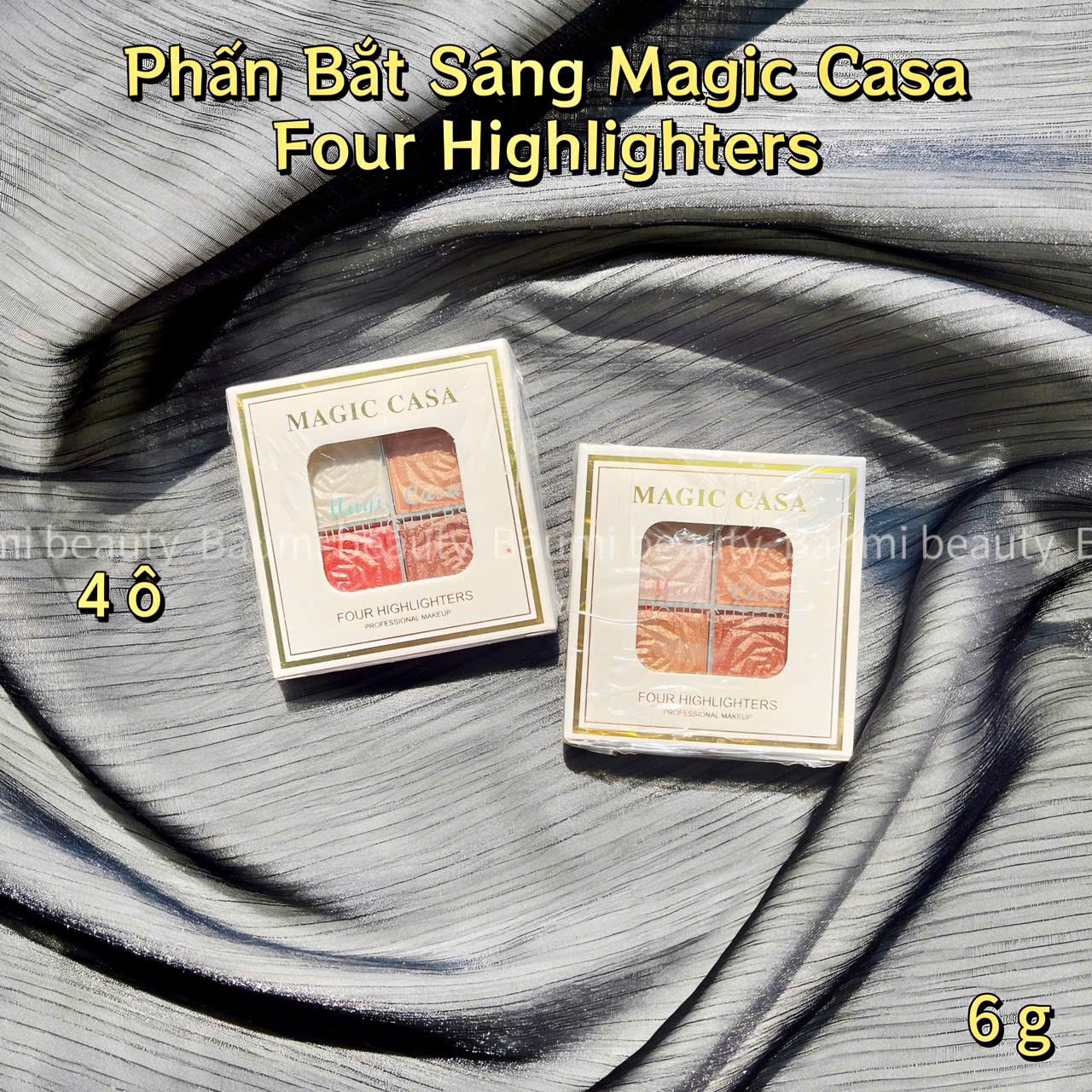 Bắt sáng 4 ô tone màu trend nhũ lấp lánh Magic Casa Four Highlighters 6g - Nội địa Trung #01