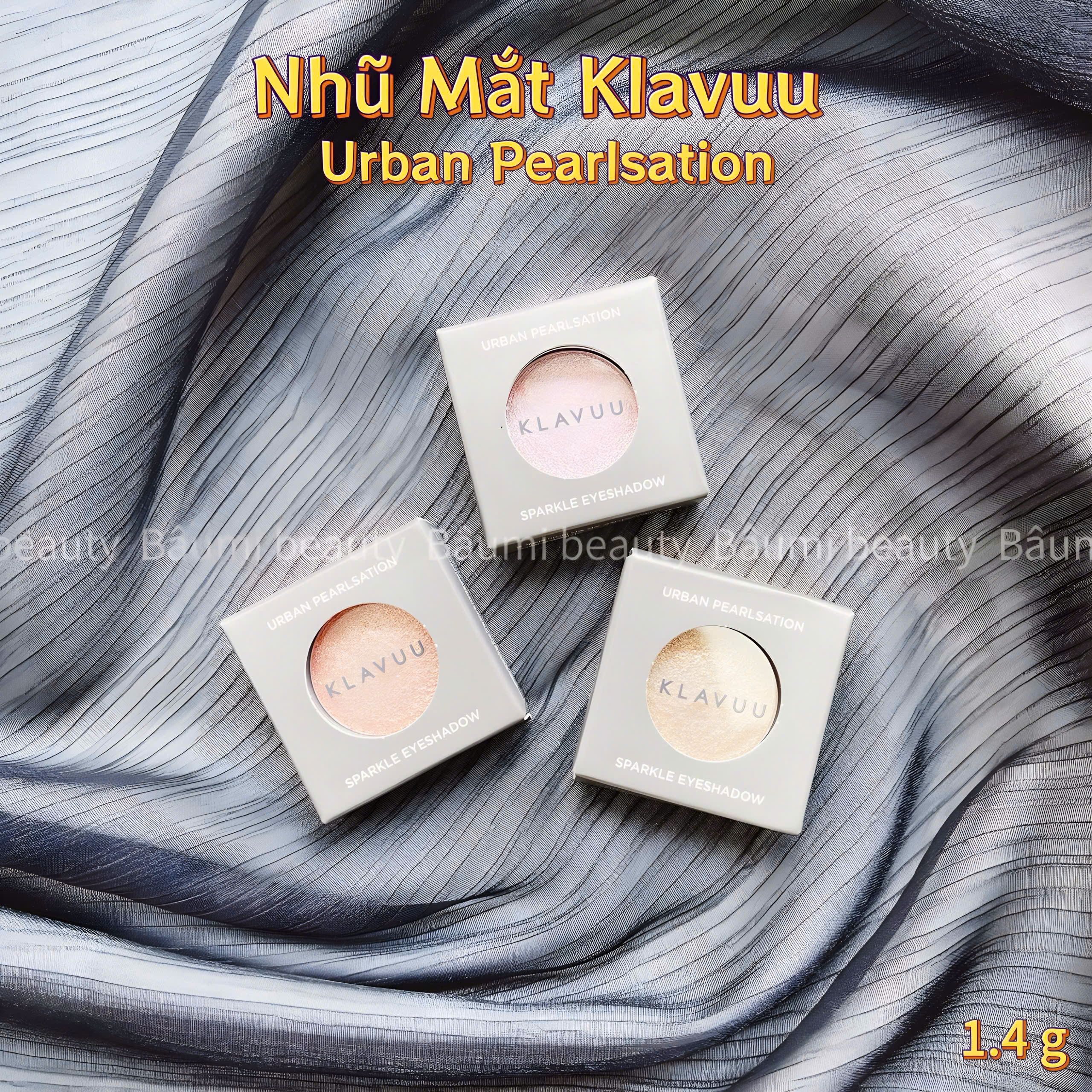 Nhũ mắt ngọc trai Makeup lên màu đẹp, cực bám màu Klavuu Urban Pearlsation 1.4g - Hàn Quốc #01 Marigold Peach