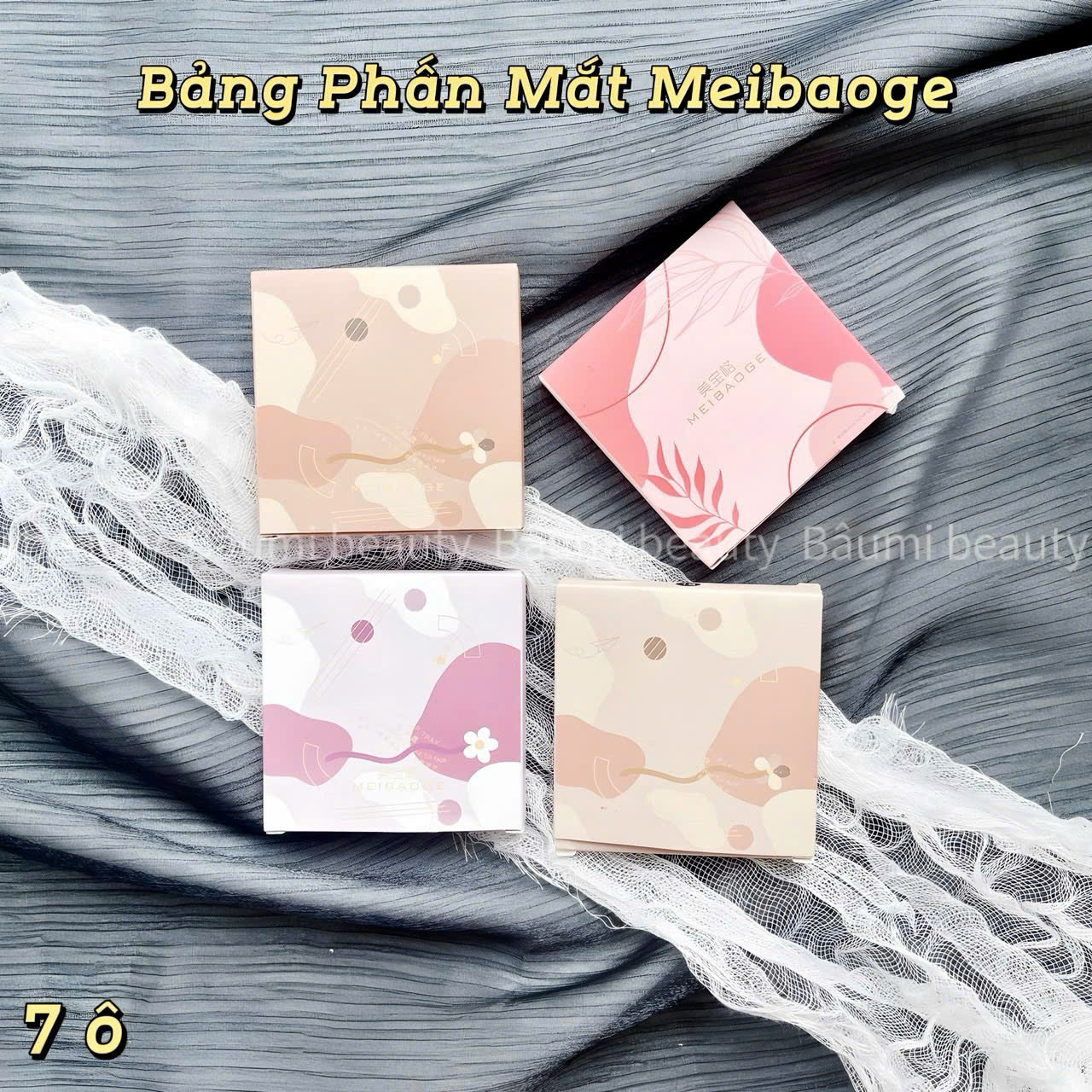 Bảng phấn mắt 7 ô tone màu trend nhũ lấp lánh Meibaoge 7g #04