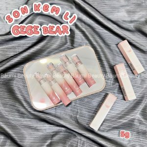 Son kem lì Gege bear đầu gấu hồng xinh xắn tone màu trend Lip Glaze 5g - nội địa Trung #01