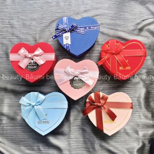 ( Lẻ 1 ) Hộp đựng quà tặng hình trái tim đính nơ tag nhiều màu xinh xắn, sang trọng #Size Lớn : 22x20x9cm