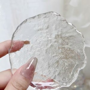 Khay/ dĩa thuỷ tinh pha nền, phấn phủ ,pha màu vân nước trong suốt CDTTPN45