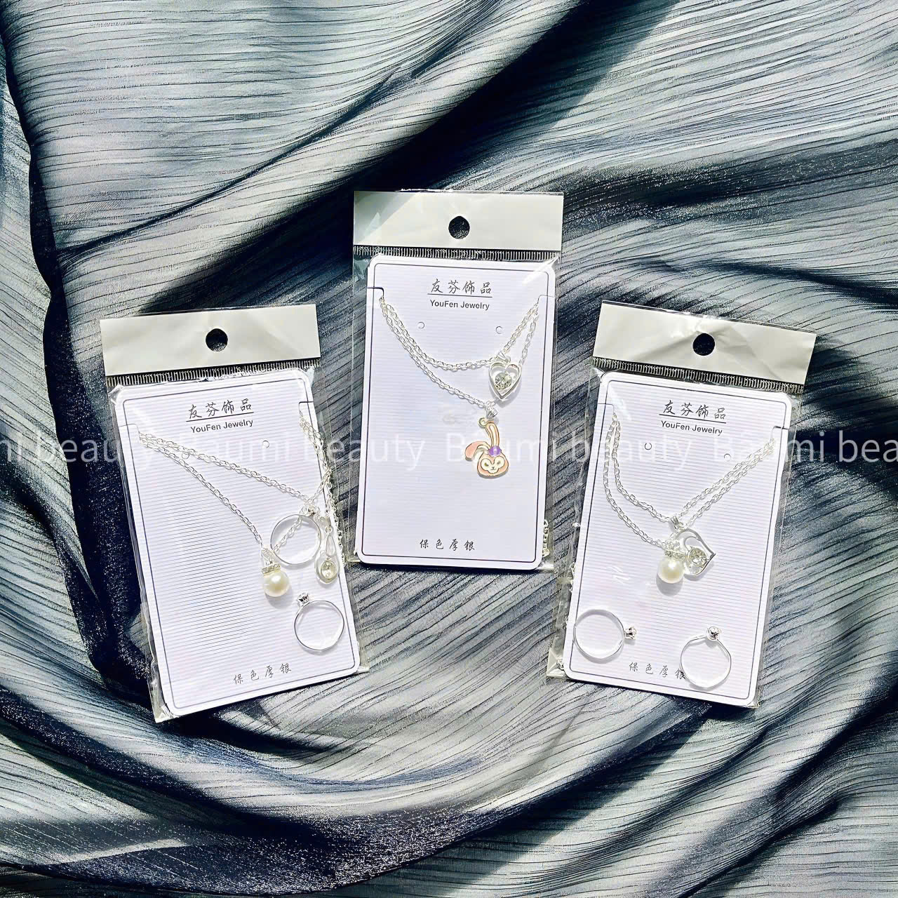 Set phụ kiện đeo dây chuyền , nhẫn hoạ tiết xinh xắn dễ thương DC45