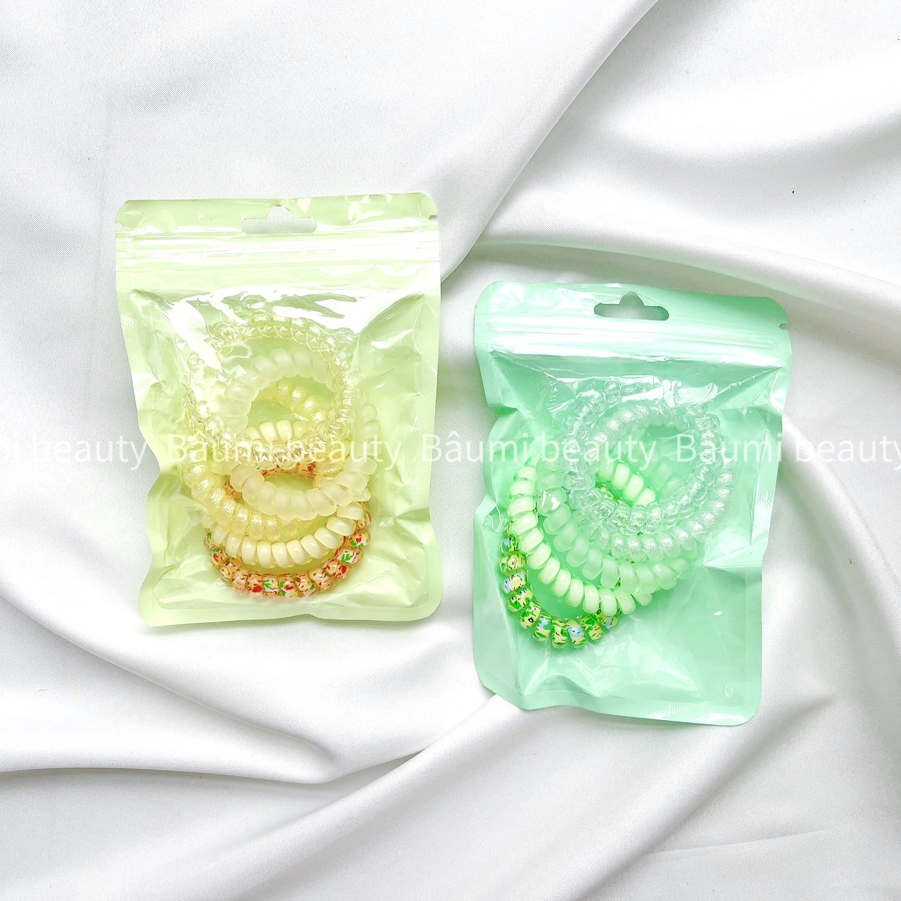 ( Set 5 chiếc ) Dây buộc tóc/ thun cột tóc lò xo nhiều màu hoạ tiết xinh xắn bền đẹp Set5Lx