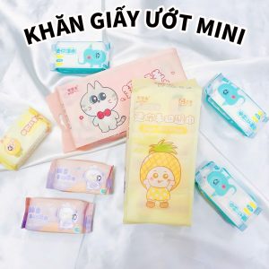 ( Lẻ 1 gói mini ) Khăn giấy ướt/ khăn ướt mini nhỏ gọn , bỏ túi tiện lợi hoạ tiết dễ thương KGUMN6