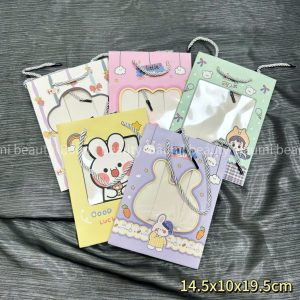 Túi giấy kính đựng quà tặng hoạ tiết hoạt hình dễ thương size nhỏ 14,5x10x19,5cm
