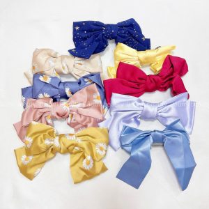 ( Lẻ 1 cái ) Kẹp / Cột tóc nơ lụa mềm mại bản to phong cách nhẹ nhàng, dịu dàng nhiều màu sắc / họa tiết xinh xắn N01