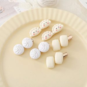 ( Lẻ 1 cái ) Kẹp tóc mỏ vịt mini hình bánh bao , há cảo dễ thương KTMVBB7