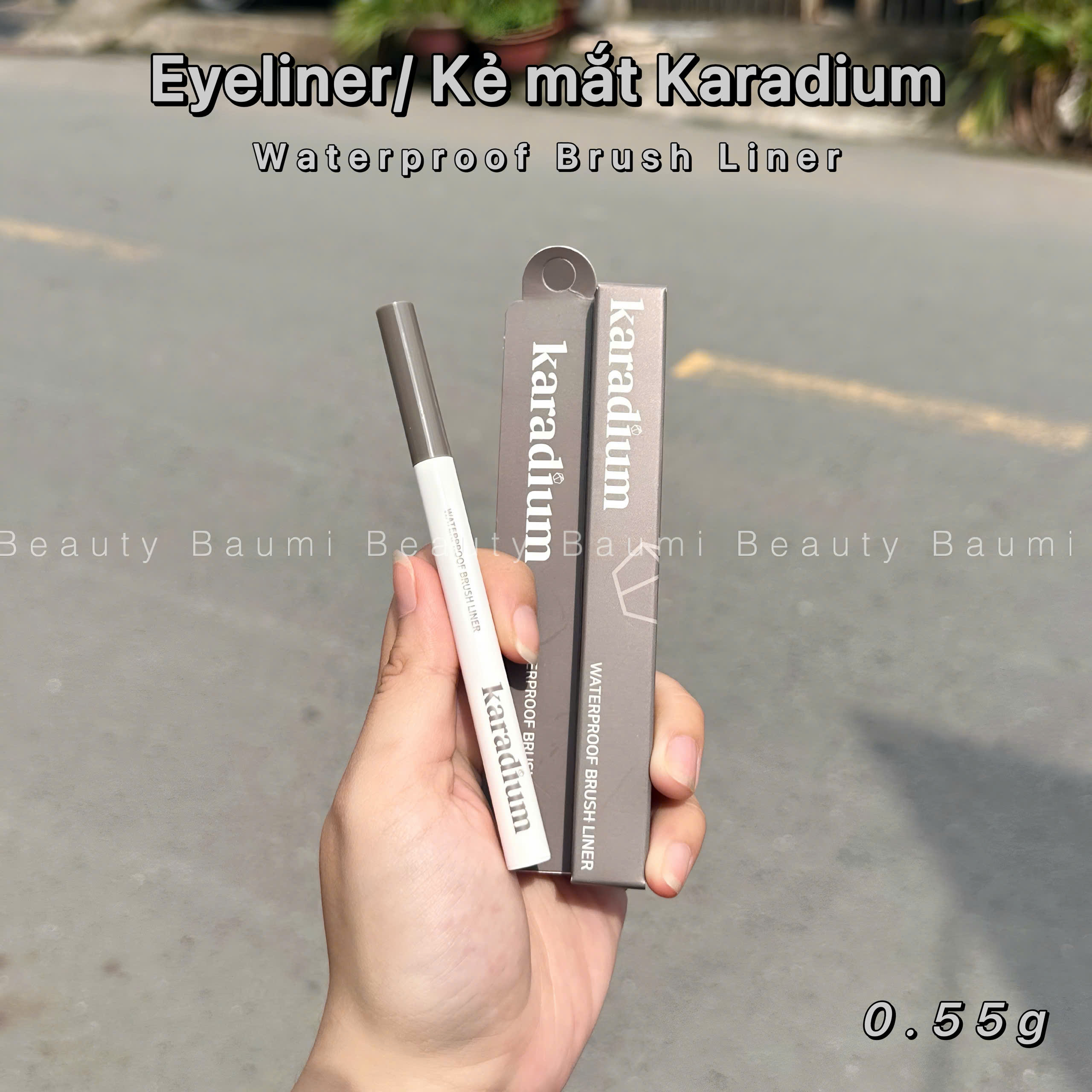 ( Mẫu mới ) Eyeliner / Bút dạ kẻ mắt nước đầu mềm Karadium Waterproof Brush Liner 0.55g - Hàn Quốc