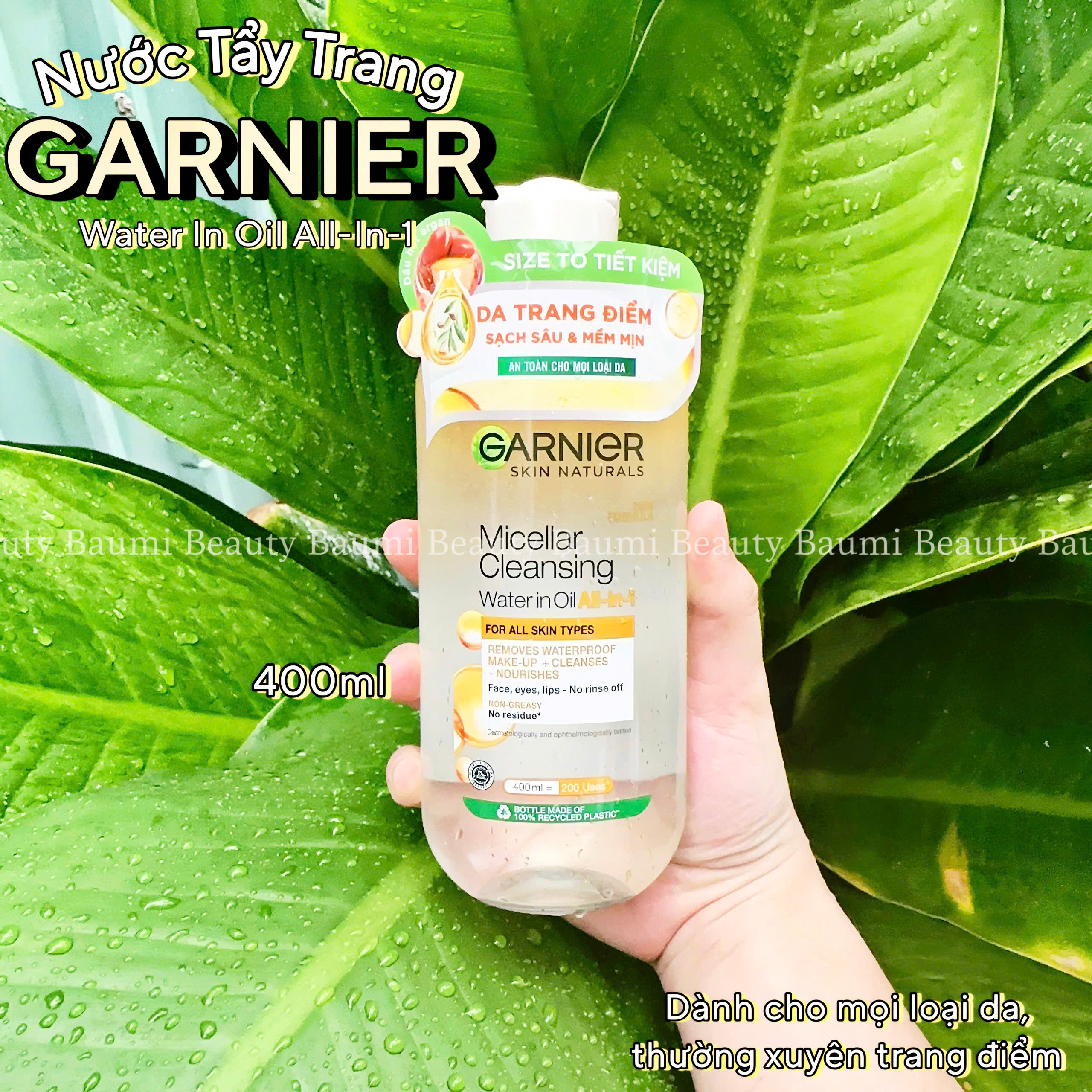 Nước tẩy trang dầu kép sạch sâu Garnier Micellar Oil Infused Cleansing Water  400ml - Pháp