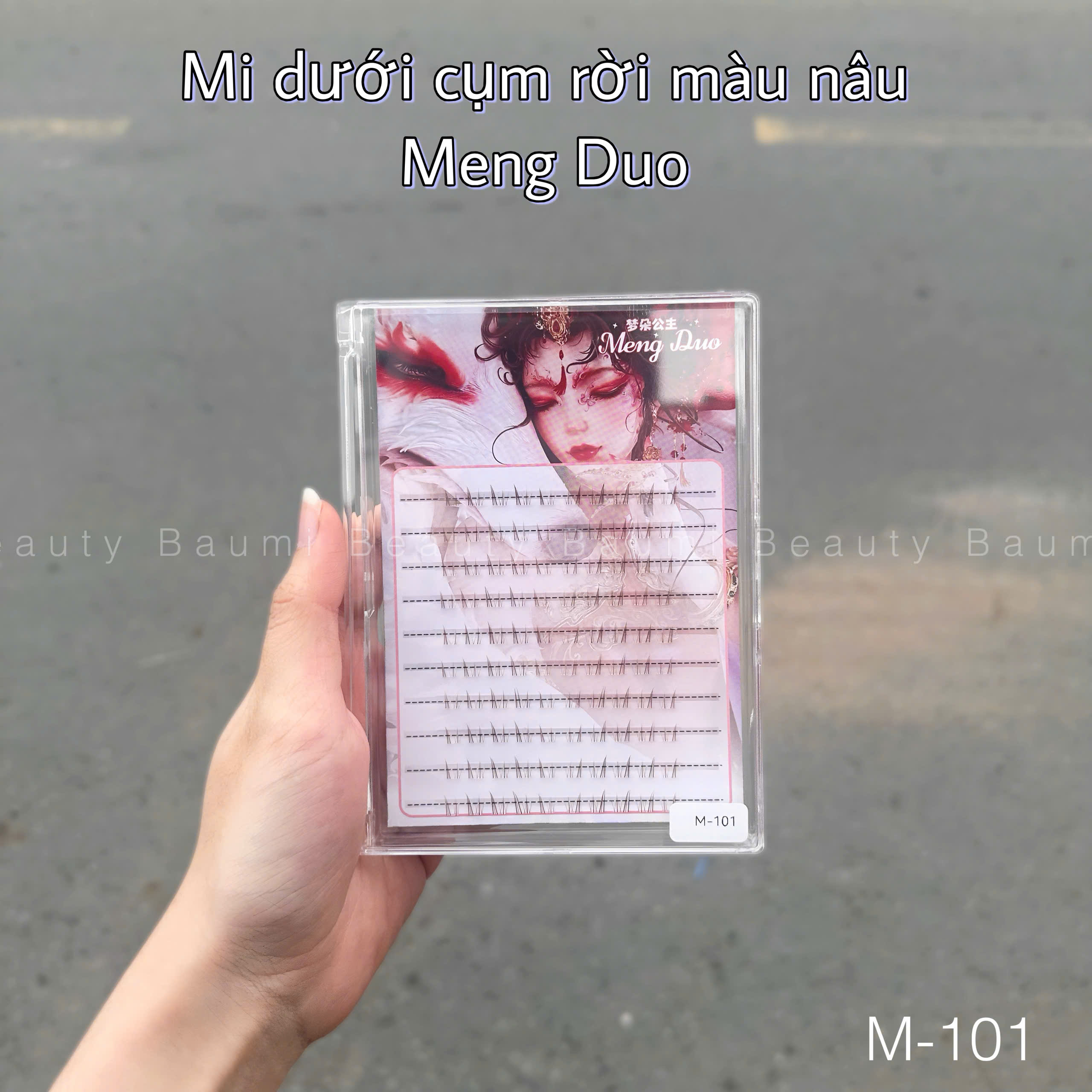 Hộp 10 hàng mi dưới cụm rời Meng Duo tự nhiên tơi mảnh
