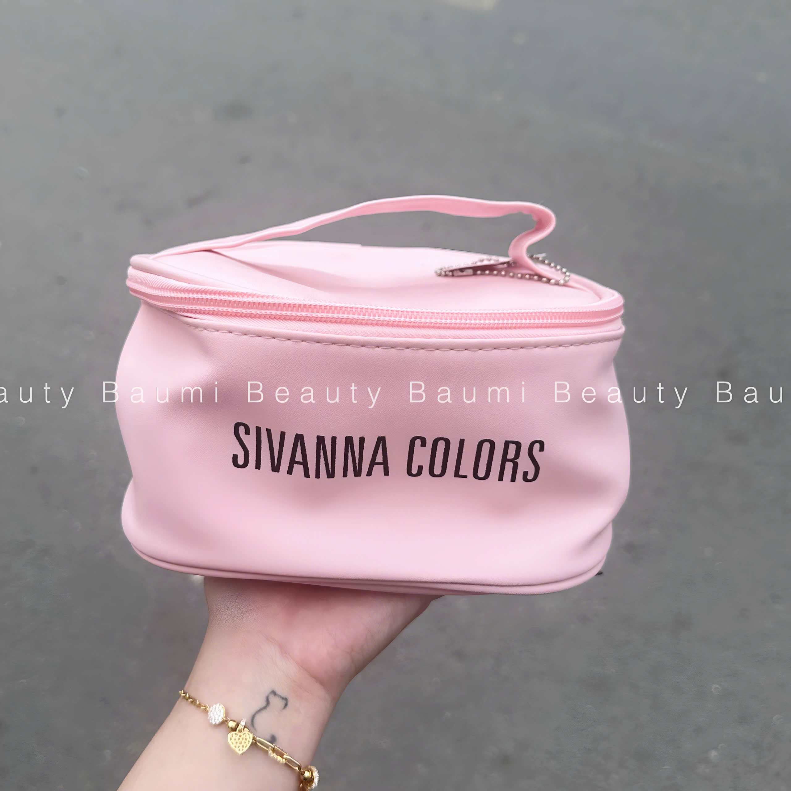 Túi đựng mỹ phẩm 1 ngăn Sivanna Colors màu hồng xinh xắn mang du lịch tiện lợi TDMPS85