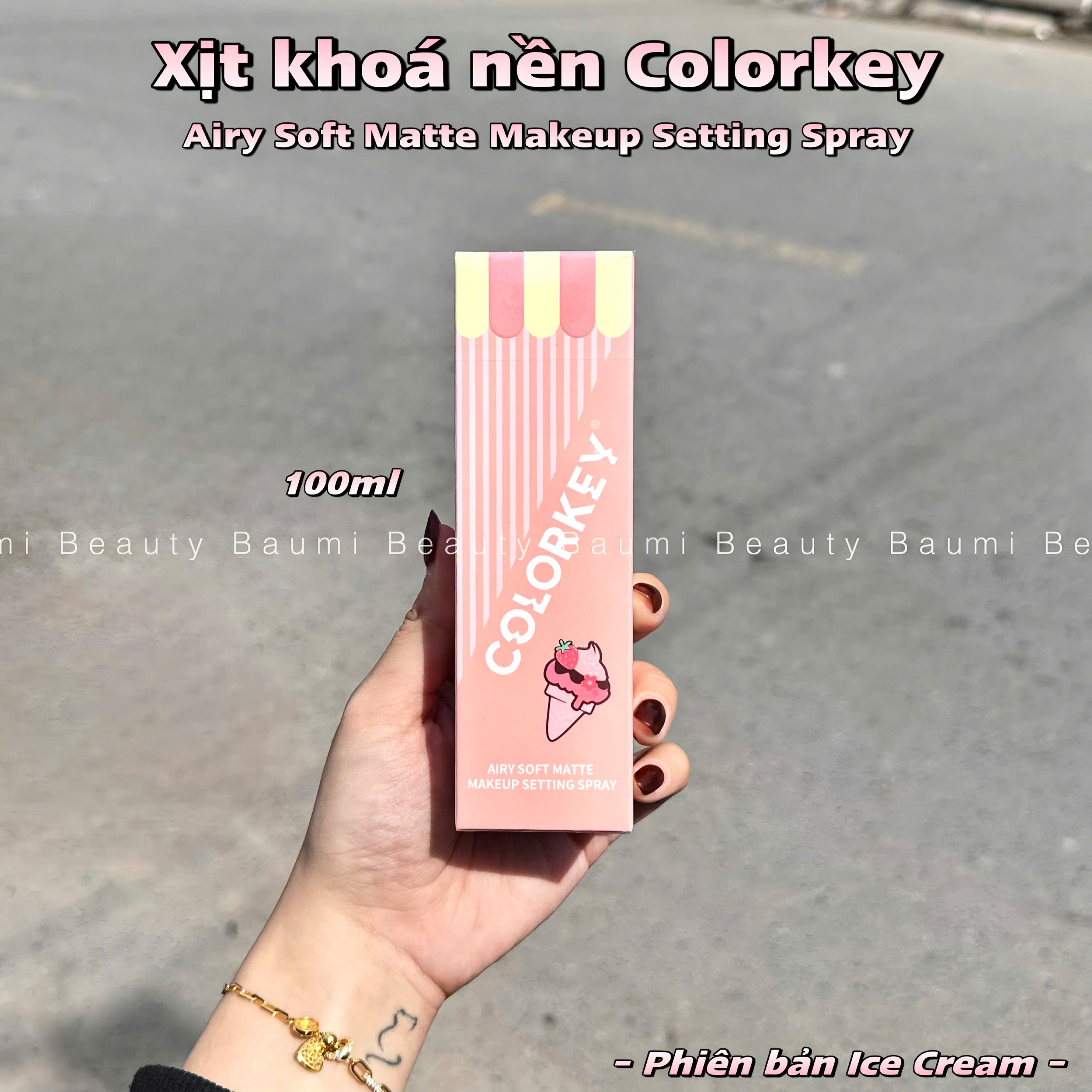 [Phiên bản Ice Cream] Xịt khoá nền lâu trôi Colorkey Airy Soft Matte  100ml - nội địa Trung
