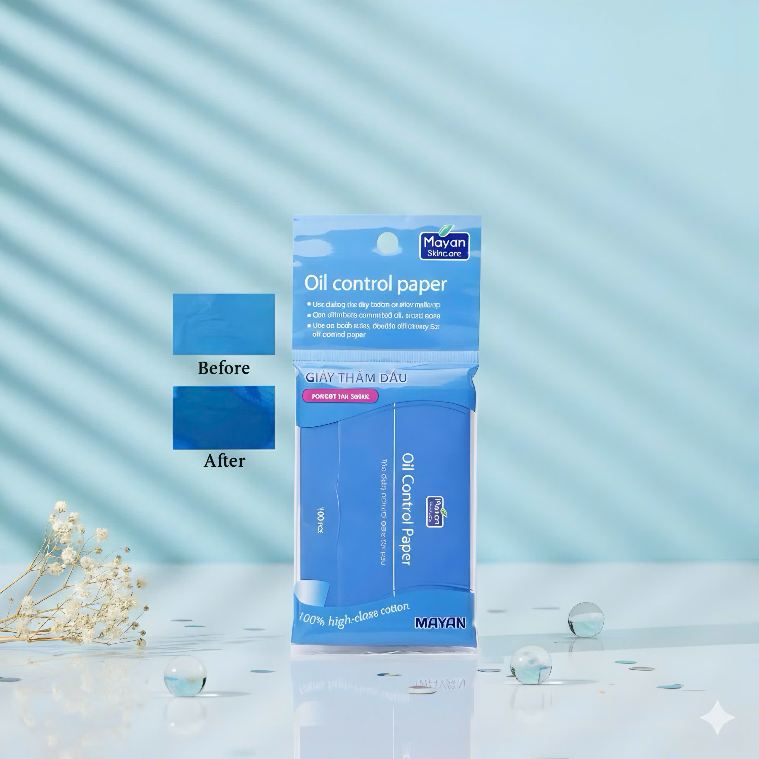 Giấy thấm dầu, hút bã nhờm Mayan Skincare Oil Control Paper 100 tờ - Hàn Quốc