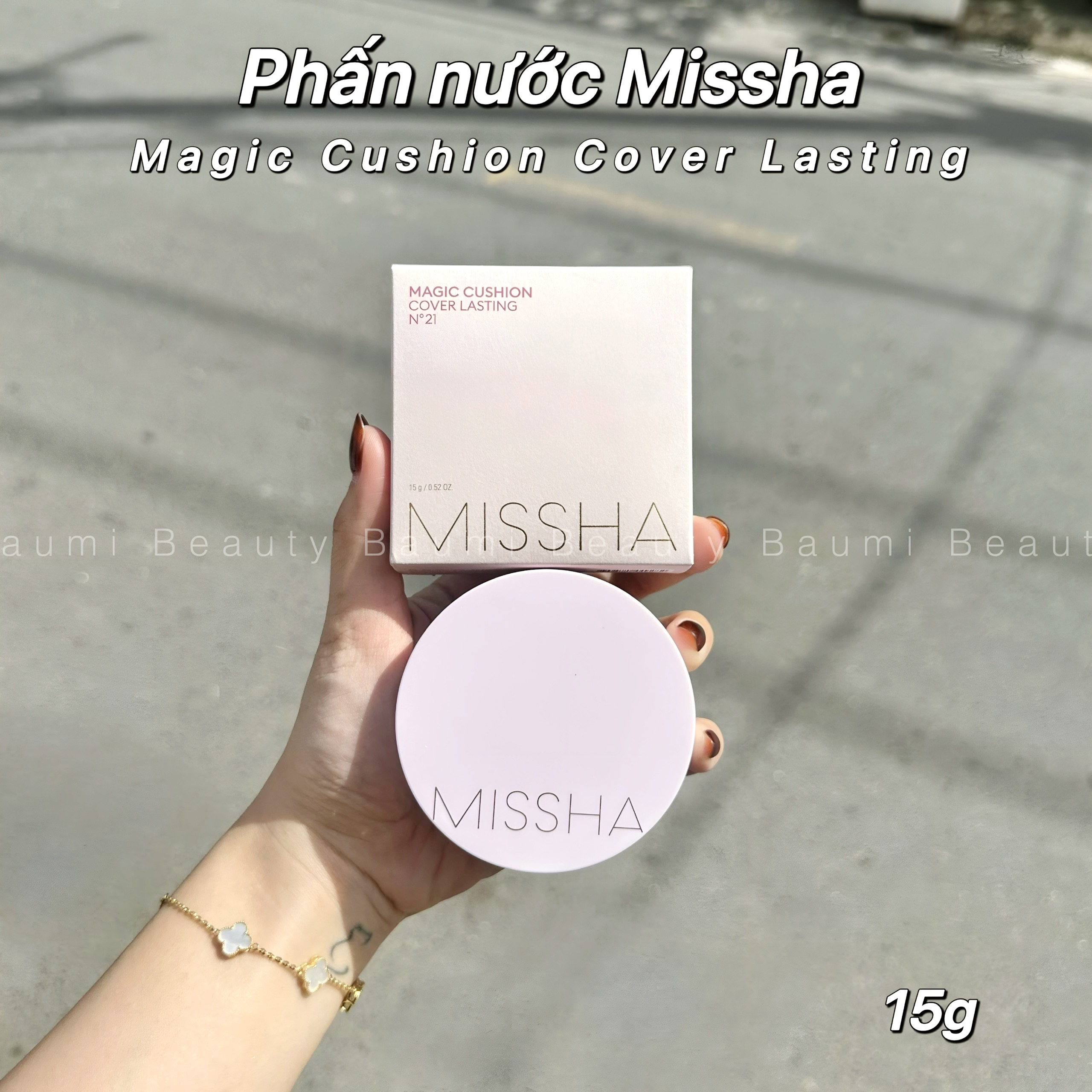 Cushion/ Phấn nước kiềm dầu mỏng nhẹ Missha Magic Cover Lasting SPF50+/PA+++ 15gr - Hàn Quốc #Tone21 : Light Beige