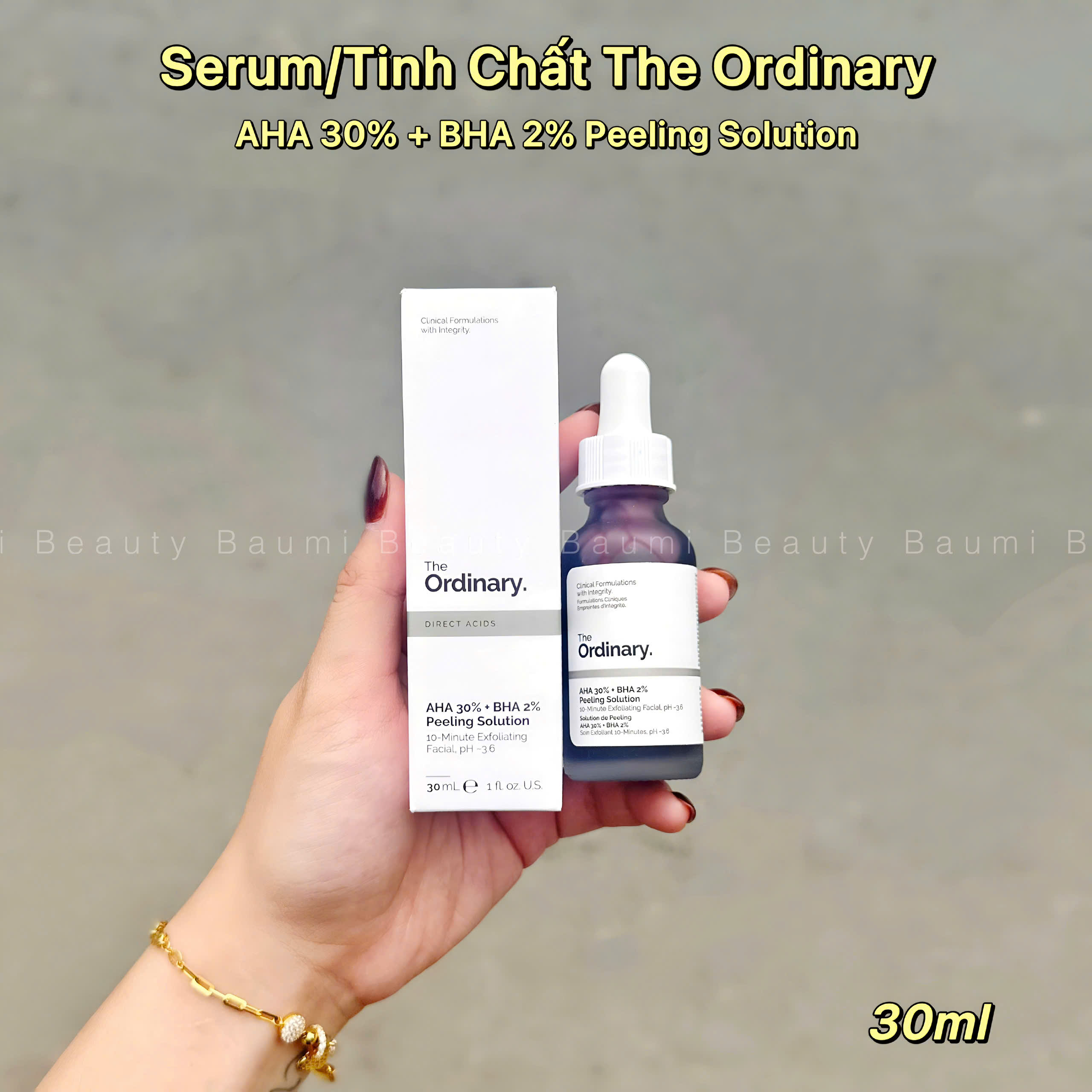 Tinh chất/ Serum tẩy tế bào hoá học The Ordinary Aha 30% + Bha 2% Peeling Solution 30ml - Canada